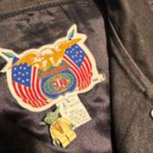 Jeff Hamilton Faded Black New York Giants Bomber Varsity Jacket Size L - Picture 6 of 7